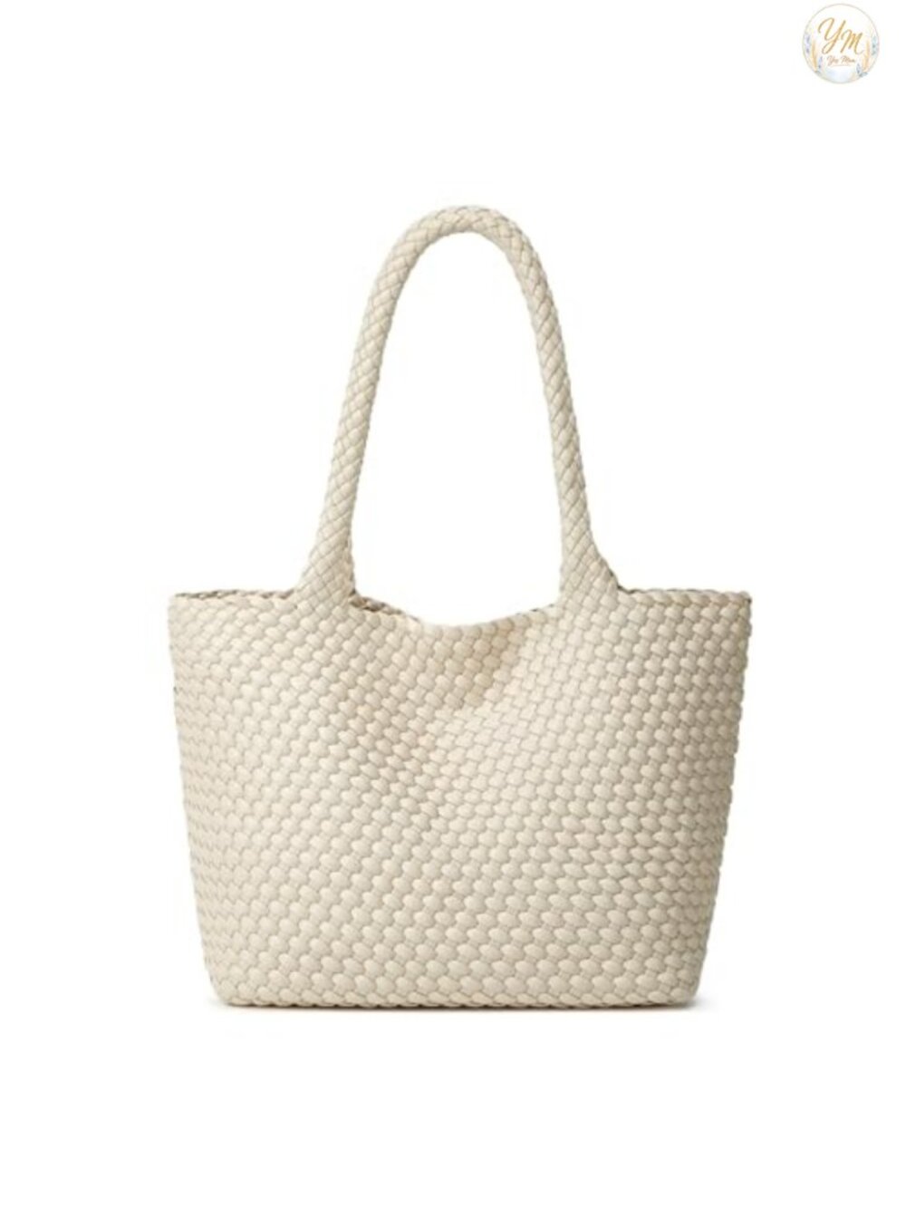 Woven Vegan Leather Tote Bag with Detachable Clutch, Magnetic Closure